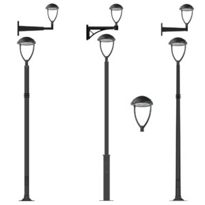 Eca Invertida D-32L en diferentes configuraciones de montaje para alumbrado público e iluminación exterior
