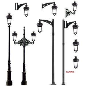 Farol Ecofernandino LED en diferentes configuraciones de montaje sobre columnas y brazos para alumbrado público