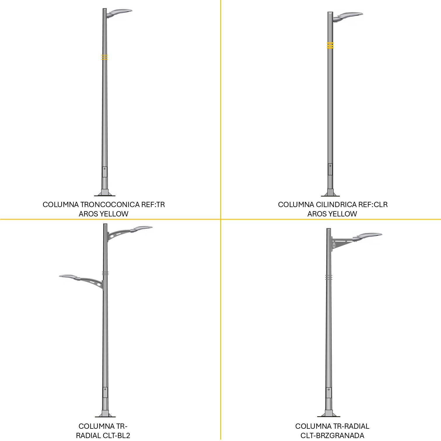 Distintas configuraciones de alumbrado público con Luminaria Radial D-150S