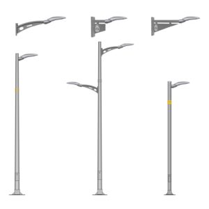Luminaria Radial D-150S en diferentes configuraciones de montaje para alumbrado público e iluminación exterior