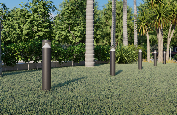 Baliza C-13A instalada en un jardín