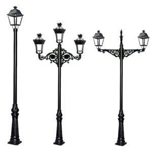 Columna cartuja equipada con distintos faroles y brazos
