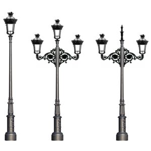 columna fernandina equipada con distintos faroles y brazos