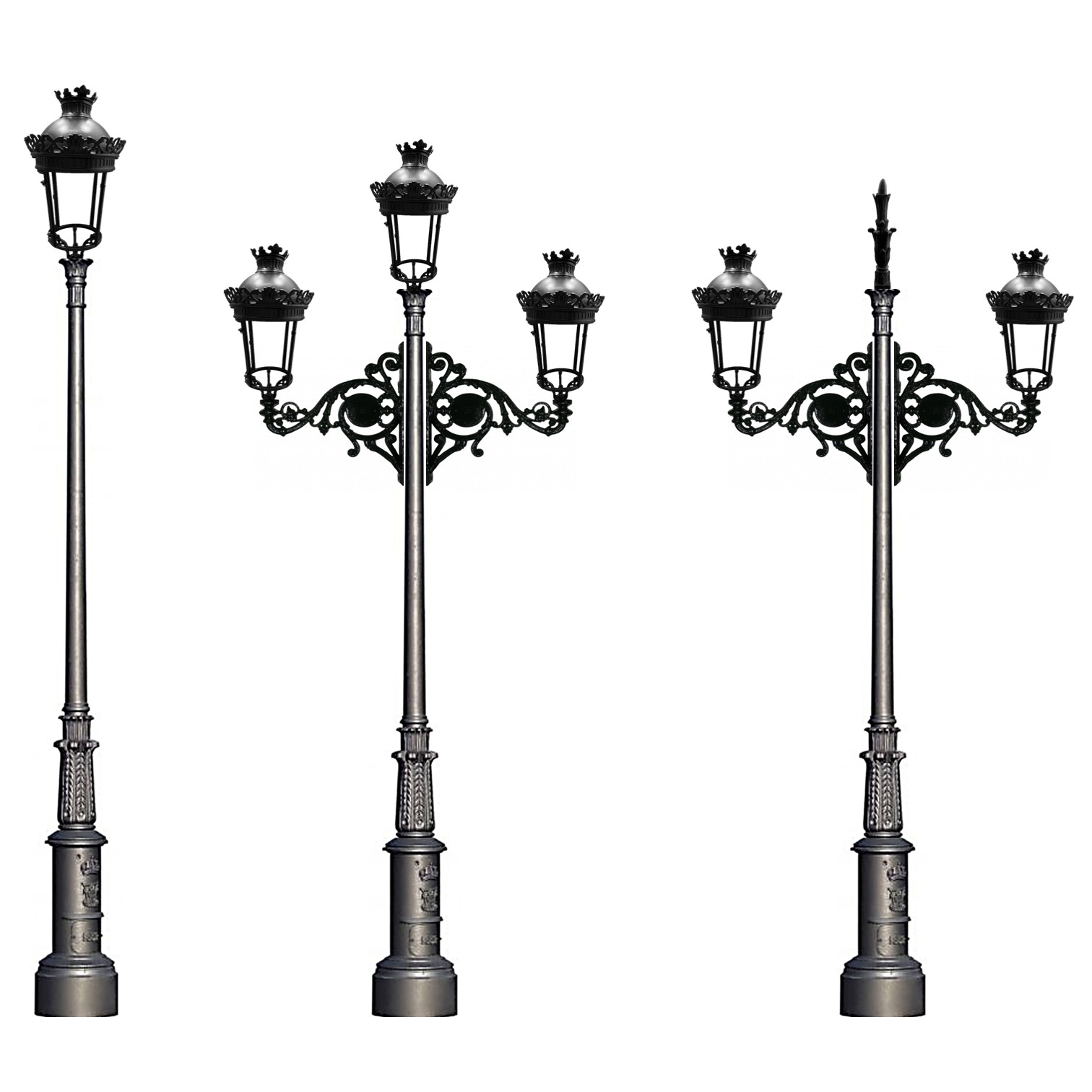 columna fernandina equipada con distintos faroles y brazos