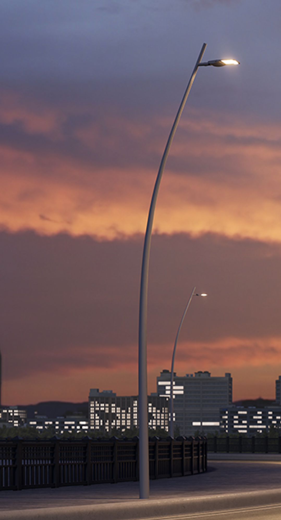 Columna Semicurva P-900 para iluminación exterior y alumbrado público
