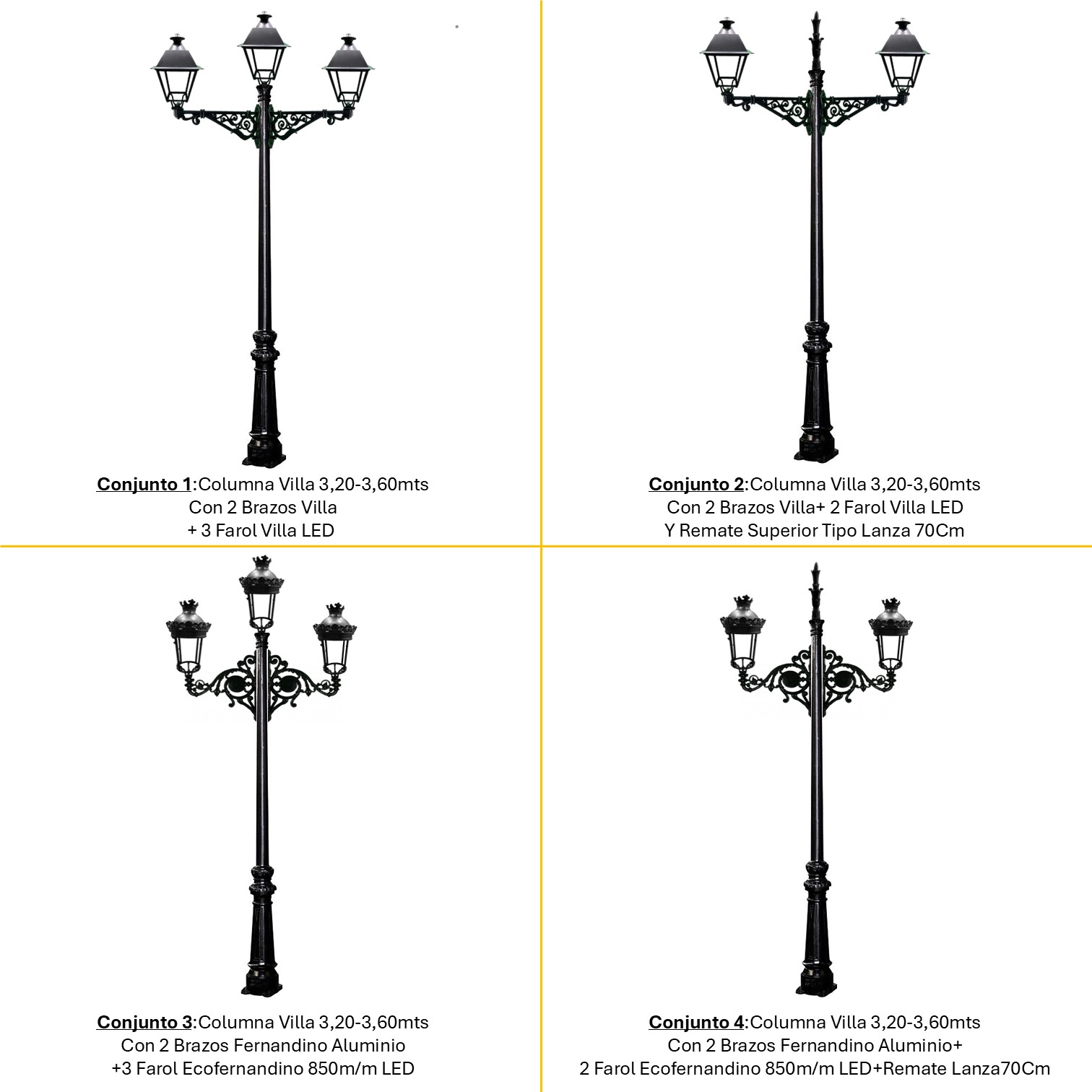 Conjuntos disponibles para la columna villa