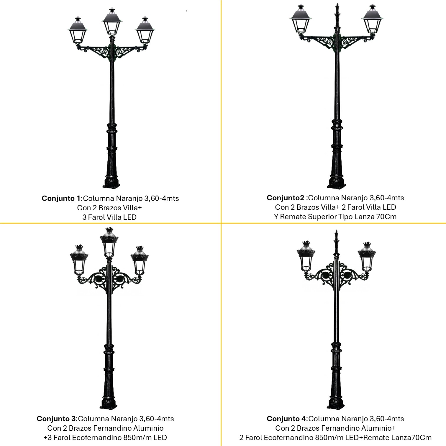 conjuntos disponibles para la columna naranjo