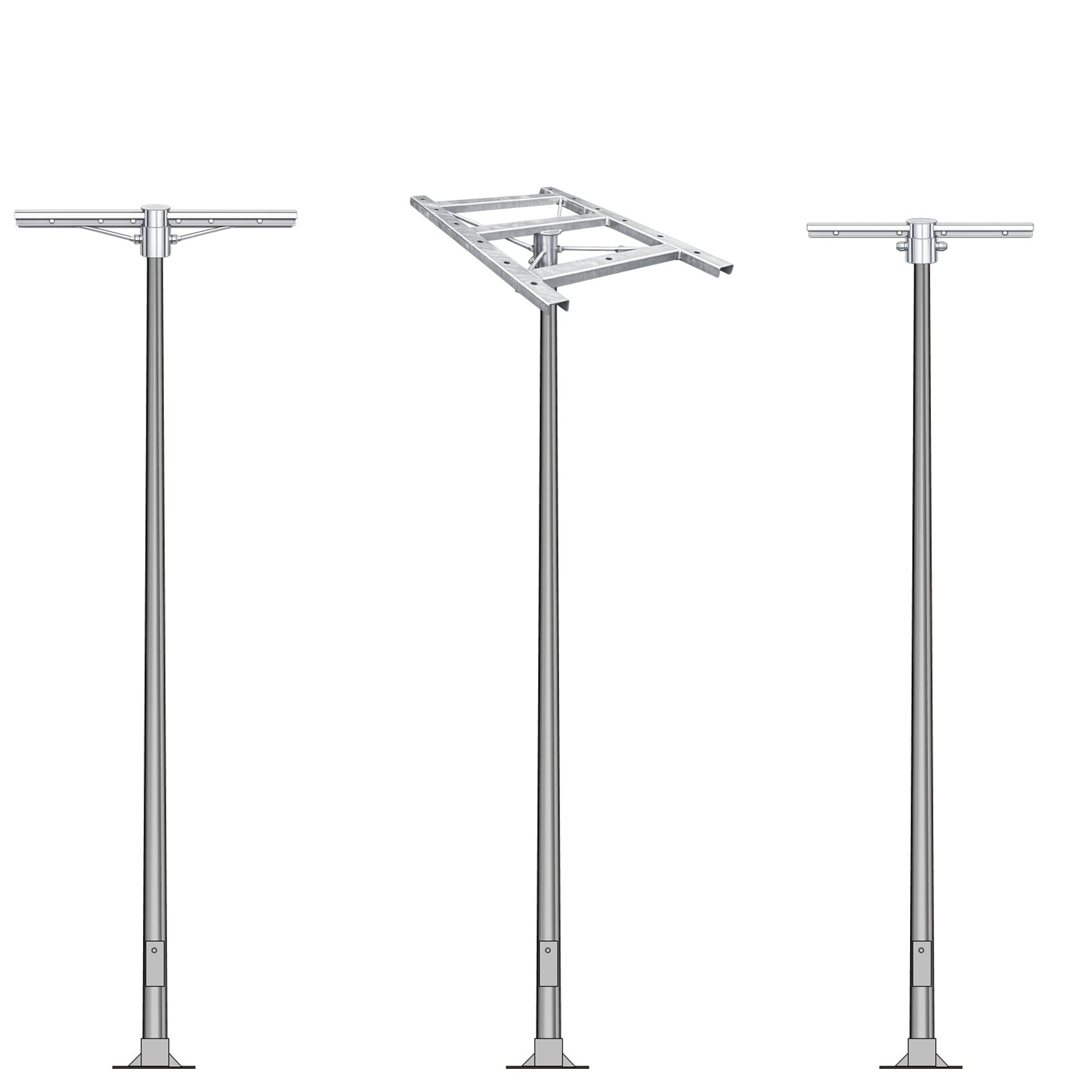 Distintos tipos de crucetas para proyectores instalados en columnas