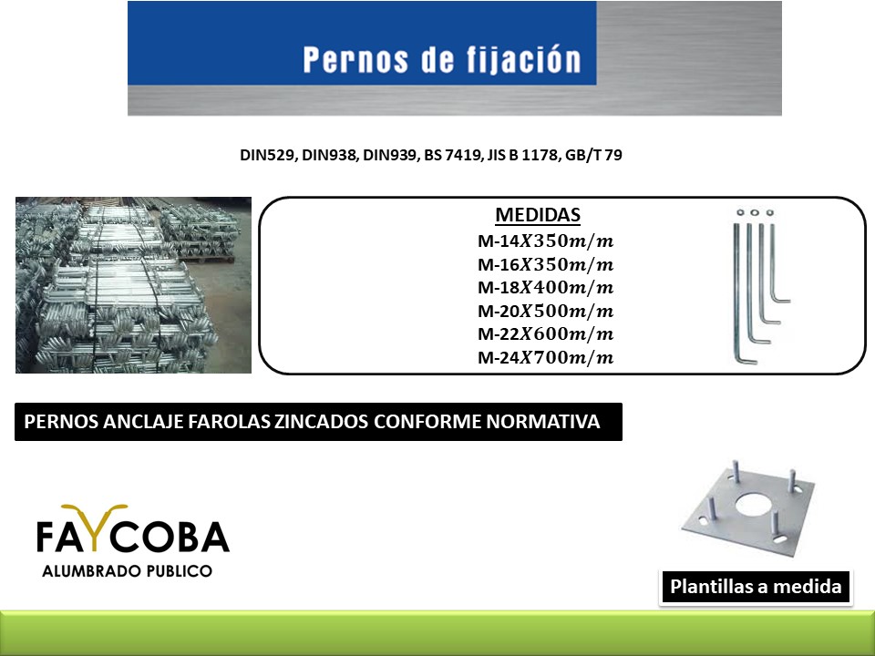 Medidas y tipos de pernos disponibles en nuestra fabrica