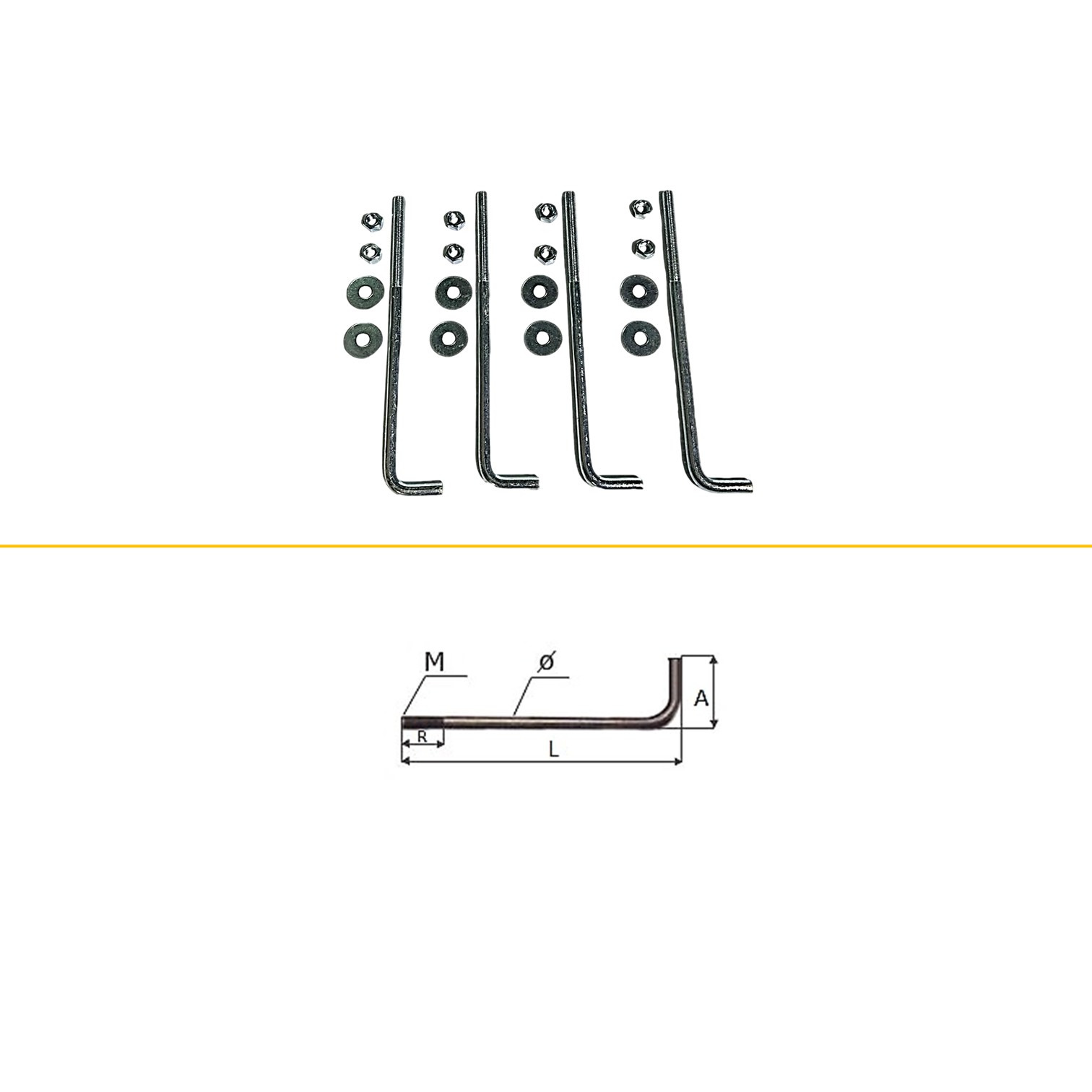 Pernos de anclaje para farolas galvanizados