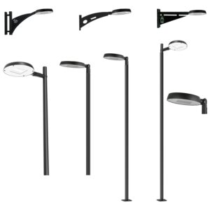 Apache Vial D-191H en diferentes configuraciones de montaje para alumbrado público e iluminación exterior