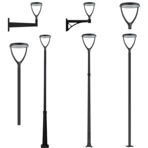 Apache Lira T-191L en diferentes configuraciones de montaje para alumbrado público e iluminación exterior