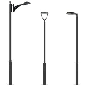Columna oporto OPB equipada con un brazo y distintas luminarias