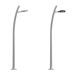 Columna semicurva equipada con luminarias