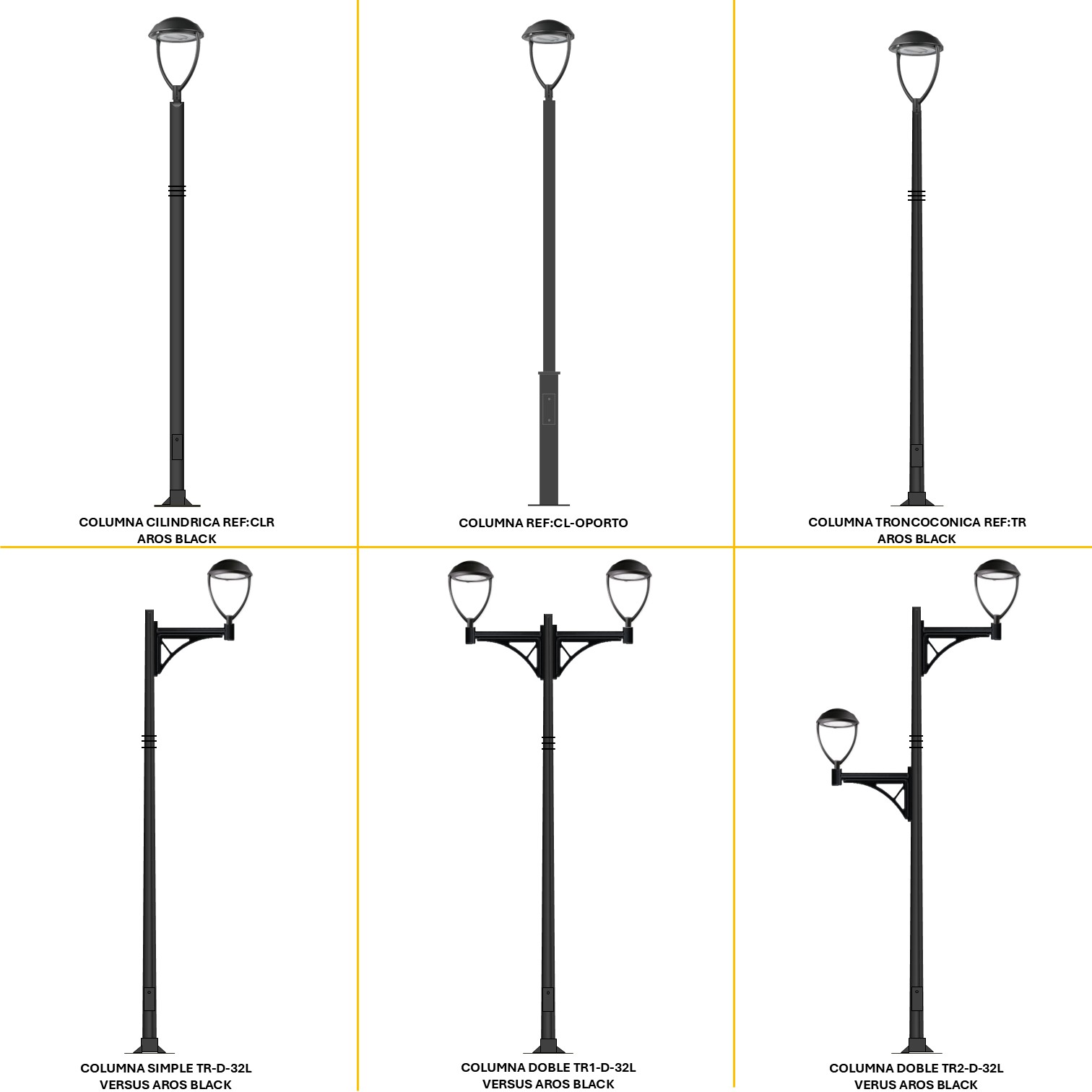Distintas configuraciones de alumbrado público con Eca Invertida D-32L