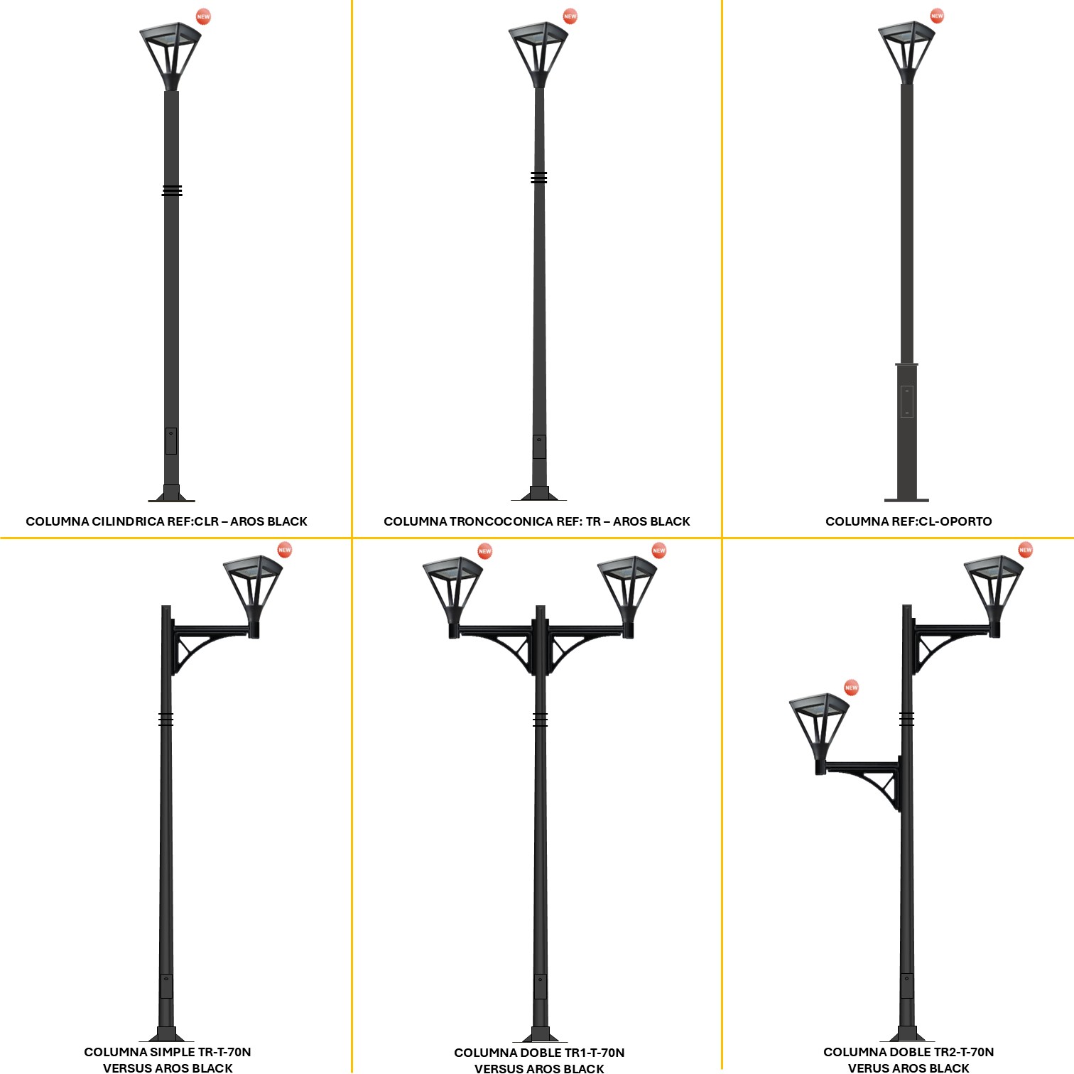 Distintas configuraciones de alumbrado público con Luminaria Delta-T-70N