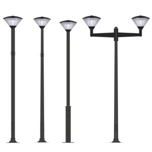 Luminaria Diabolo Future T-020A en diferentes configuraciones de montaje para alumbrado público e iluminación exterior