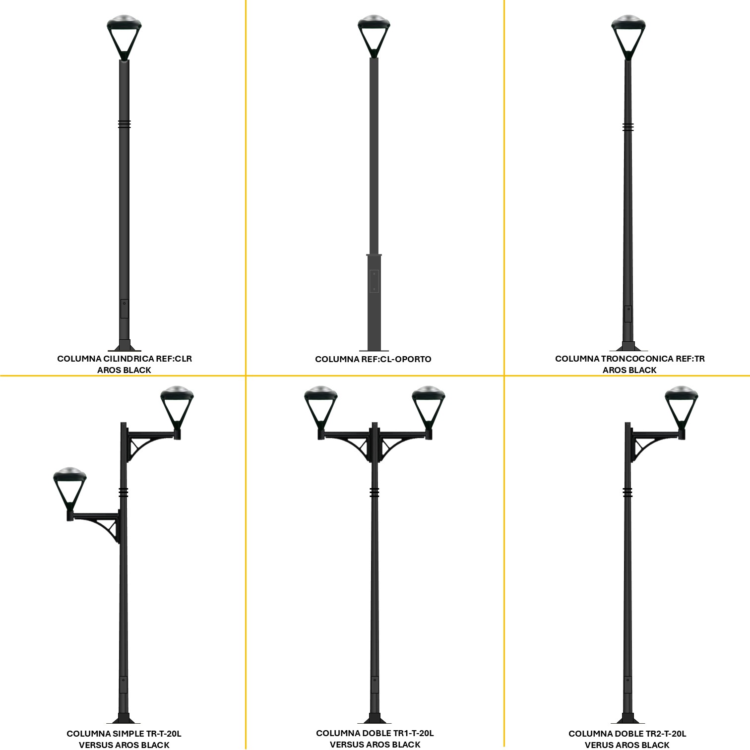 Distintas configuraciones de alumbrado público con Luminaria Premiumn T-20L
