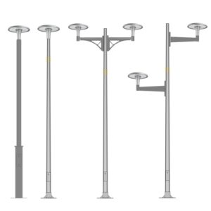 Luminaria Setec T-190B en diferentes configuraciones de montaje para alumbrado público e iluminación exterior
